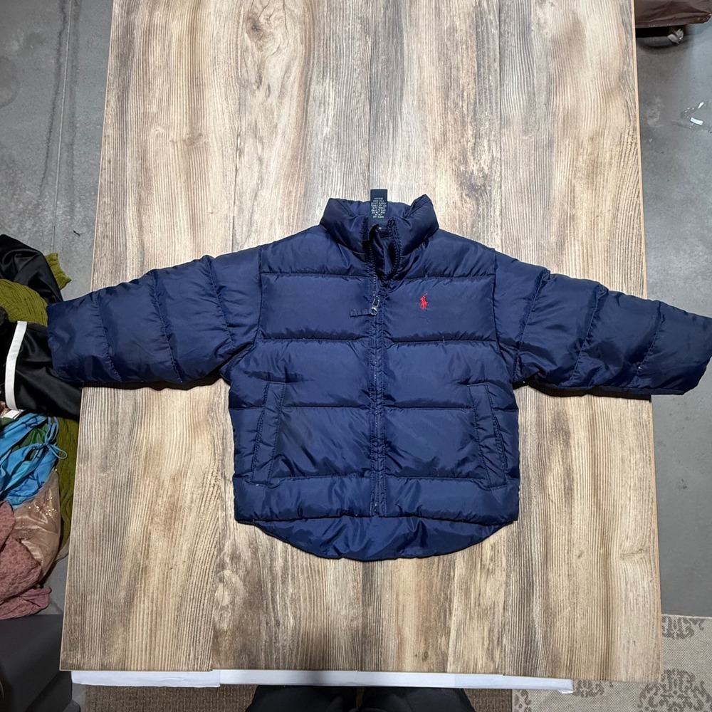 Vintage Polo Ralph Lauren Puffer Jacket Navy Blue Down Preppy Kids 2T